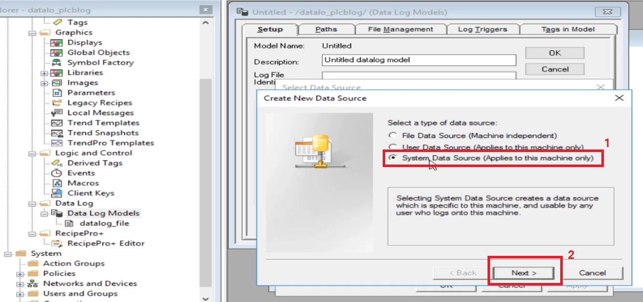 Select System Data Source